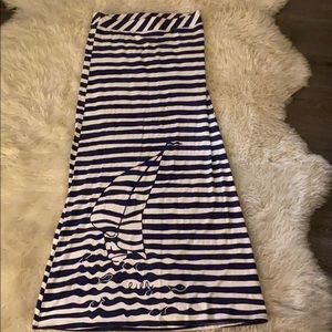 Striped skirt with nautical scene
